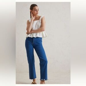 Levi’s Ribcage Super High Rise Straight Ankle Jeans 25 med Blue 90s button fly